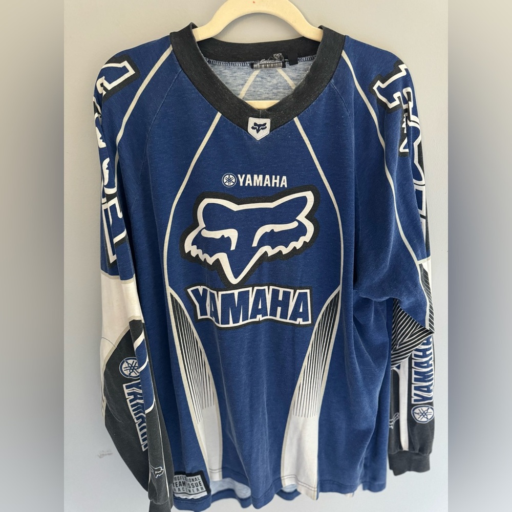 Vintage Yamaha Fox Racing Blue and White Jersey